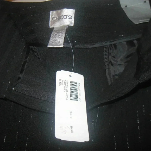 NWT CHICO’s Black Stripe Elegance Pants 3 (XL/16) - Picture 2 of 6